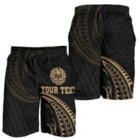 Tahiti Polynesian Custom Personalised Men's Short - Gold Tribal Wave - Polynesian Pride