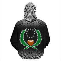 Pohnpei All Over Zip up Hoodie Black Fog Style - Polynesian Pride