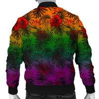 Polynesian Men's Bomber Jacket - Green Hibiscus Patterns - Polynesian Pride