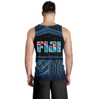 Fiji Rugby Polynesian Patterns Men's Tank Top Blue - Polynesian Pride