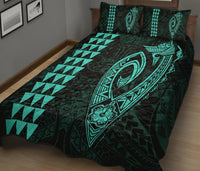 Hawaii Kakau Makau Fish Hook Polynesian Quilt Bed Set - Turquoise - Polynesian Pride