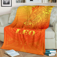 Sun In Leo Zodiac Premium Blanket Polynesian Tattoo Simple - Orange - Polynesian Pride
