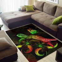 New Caledonia Polynesian Area Rugs - Turtle With Blooming Hibiscus Reggae - Polynesian Pride