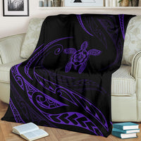 Hawaii Turtle Hibicus Premium Blanket - Frida Style - Purple - Polynesian Pride