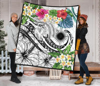 Marshall Islands Polynesian Premium Quilt - Summer Plumeria (White) - Polynesian Pride
