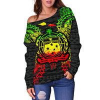 Samoa Polynesian Shoulder Sweater Map Reggae - Polynesian Pride