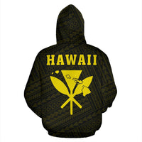 Polynesian Kakau Kanaka Map of Hawaii Hoodie Yellow - Polynesian Pride
