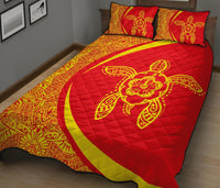 Hawaii Quilt Bed Set Turtle Polynesian - Circle Style Red And Yellow - Polynesian Pride