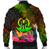 Vanuatu Polynesian Personalised Men's Bomber Jacket - Hibiscus and Banana Leaves - Polynesian Pride