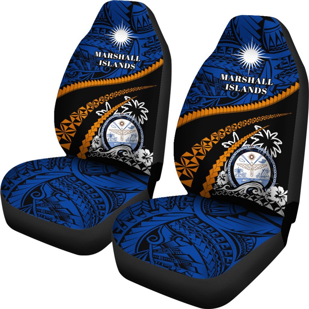 Marshall Islands Car Seat Covers - Road To Hometown Universal Fit Black - Polynesian Pride