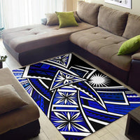 Marshall Island Area Rug - Tribal Flower Special Pattern Blue Color - Polynesian Pride