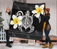 Hawaii Premium Quilt - Turtle Plumeria Flowers Polynesian Pattern - Polynesian Pride