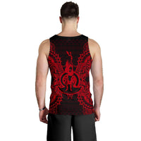 Vanuatu Polynesian Men Tank Top Map Red - Polynesian Pride