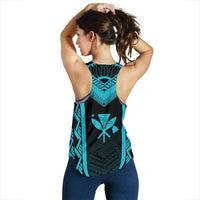 Hawaiian Kanaka Polynesian Women's Racerback Tank Active Blue - Polynesian Pride