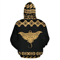 Hawaii All Over Custom Hoodie Polynesian Mantafish Style - Polynesian Pride
