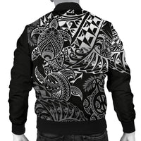 Tonga Polynesian Bomber Jacket (Men) - White Turtle Flowing - Polynesian Pride