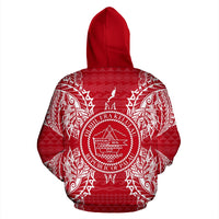Palau Polynesian ll Over Hoodie Map Red White - Polynesian Pride