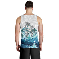 Maori Manaia The Blue Sea Men'S Tank Top, White - Polynesian Pride