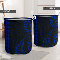 Kakau Polynesian Map Hawaii Laundry Basket Blue AH - Polynesian Pride