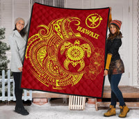 Hawaii Polynesian Premium Quilt - Vintage Polynesian Turtle (Red) - Polynesian Pride