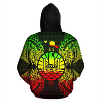 French Polynesia Polynesian All Over Zip up Hoodie Map Reggae - Polynesian Pride