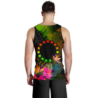 Cook Islands Polynesian Men's Tank Top - Hibiscus and Banana Leaves - Polynesian Pride