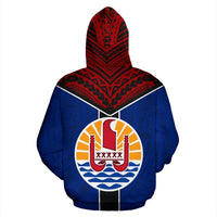 French Polynesia Zipper Hoodie French Polynesia Flag Tattoo - Polynesian Pride