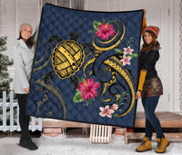 Hawaii Polynesian Turtle Hibiscus Plumeria Premium Quilt - Nane Style - Polynesian Pride