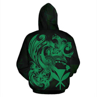 Polynesian Hawaii All Over Zip up Hoodie Kanaka Maoli Green Turtle - Polynesian Pride