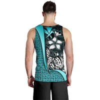 Polynesian Hawaii Men Tank Top Turquoise - Turtle with Hook - Polynesian Pride