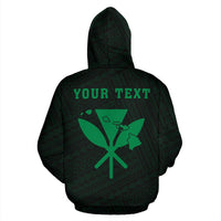 Polynesian Kakau Kanaka Maoli Map of Hawaii Custom Hoodie Green - Polynesian Pride