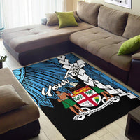 Fiji Polynesian Custom Personalised Area Rug - Tribal Wave Tattoo Flag Style - Polynesian Pride