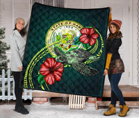 Hawaii Polynesian Premium Quilt - Green Turtle Hibiscus - Polynesian Pride