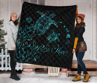 Hawaii Turtle Ohana Paua Shell Premium Quilt - Polynesian Pride