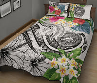 Polynesian American Samoa Quilt Bed Set - Summer Plumeria (White) - Polynesian Pride