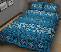 Fiji Polynesian Quilt Bed Set Tapa Hibiscus Blue - Polynesian Pride