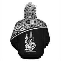 New Caledonia Polynesian All Over Hoodie Curve Black Style - Polynesian Pride