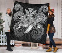Hawaii Turtle Wave Polynesian Premium Quilt - Hey Style Gray - Polynesian Pride