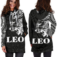 Sun In Leo Zodiac Women Hoodie Dress Polynesian Tattoo Simple - White - Polynesian Pride