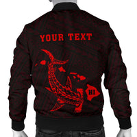 Hawaii Kakau Polynesian Hammerhead Shark Map Personalized Men's Bomber Jacket - Red - Polynesian Pride