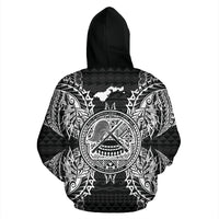 American Samoa Polynesian ll Over Hoodie Map Black - Polynesian Pride