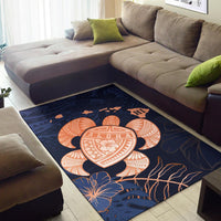 Hawaiian Map Hibiscus Turtle Polynesian Indigo Luxury - Rug - Polynesian Pride