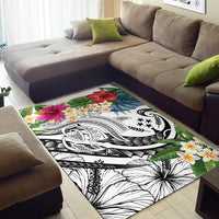 Kosrae Polynesian Area Rug - Summer Plumeria (White) - Polynesian Pride