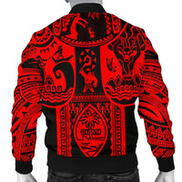 Polynesian Men's Bomber Jackets - Guam Flag, Seal with Maui Moana Tattoo - Polynesian Pride