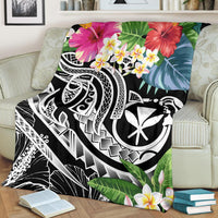 Polynesian Hawaii Kanaka Maoli Premium Blanket - Summer Plumeria (Black) - Polynesian Pride