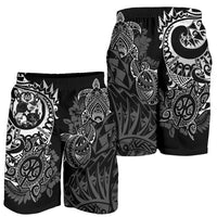 Tonga Polynesian Shorts (Men) - White Turtle Flowing - Polynesian Pride