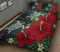 Hawaii Map Turtle Hibiscus Plumeria Polynesian - Quilt Bed Set AH - Polynesian Pride