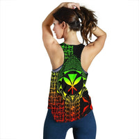 Hawaii Women's Racerback Tank - Kanaka Maoli Rocket Style (Reggae) - Polynesian Pride