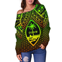 Polynesian Guam Women's Off Shoulder Sweater - Reggae Vintage Polynesian Patterns - Polynesian Pride