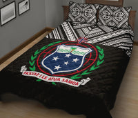 Samoa Polynesian Polynesian Quilt Bed Set - Samoa Coat Of Arms Black Version - Polynesian Pride